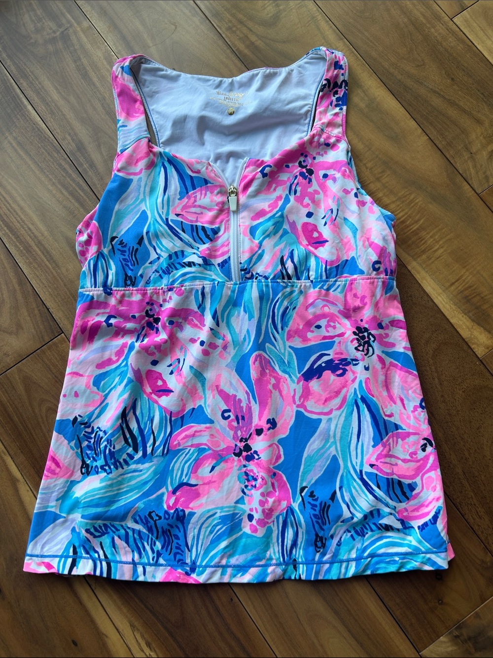 Lilly Pulitzer White Tank with Pink & Blue Trim
